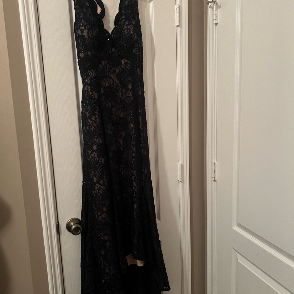 Night Way Collections Black Lace High Low Dress
